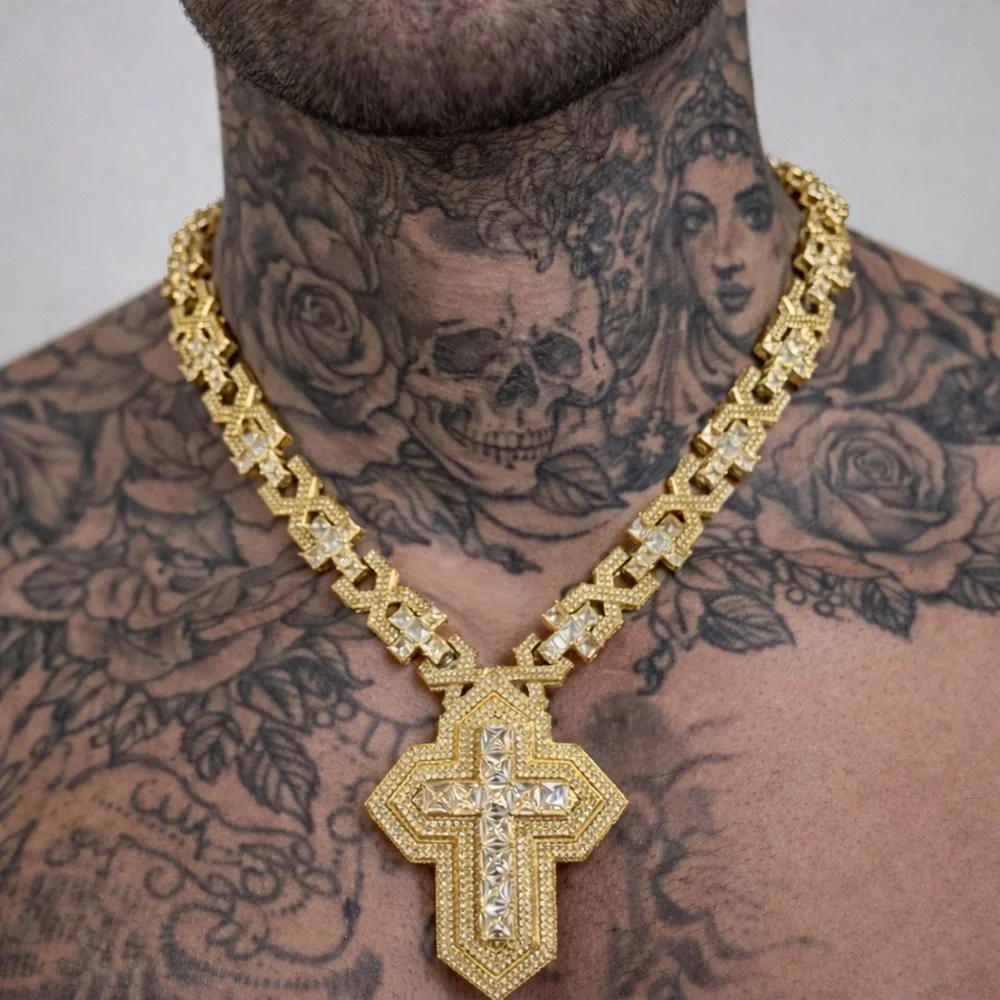 Gold Cross Pendant Necklace 20inch- menJewelry